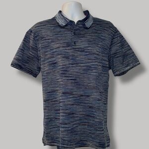 Robert Graham Blue Striped Polo Large Floral Collar & “Knowledge Wisdom Truth”